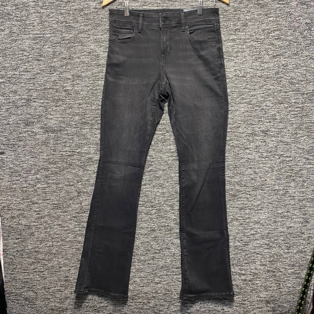 NWT American Eagle Low Rise Kick Boot Jeans Womens 4 Long Black Obsidian Stretch
